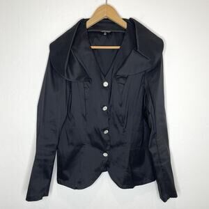 Samuel Dong Rhinestone Button Up Evening Jacket Womens XL Black